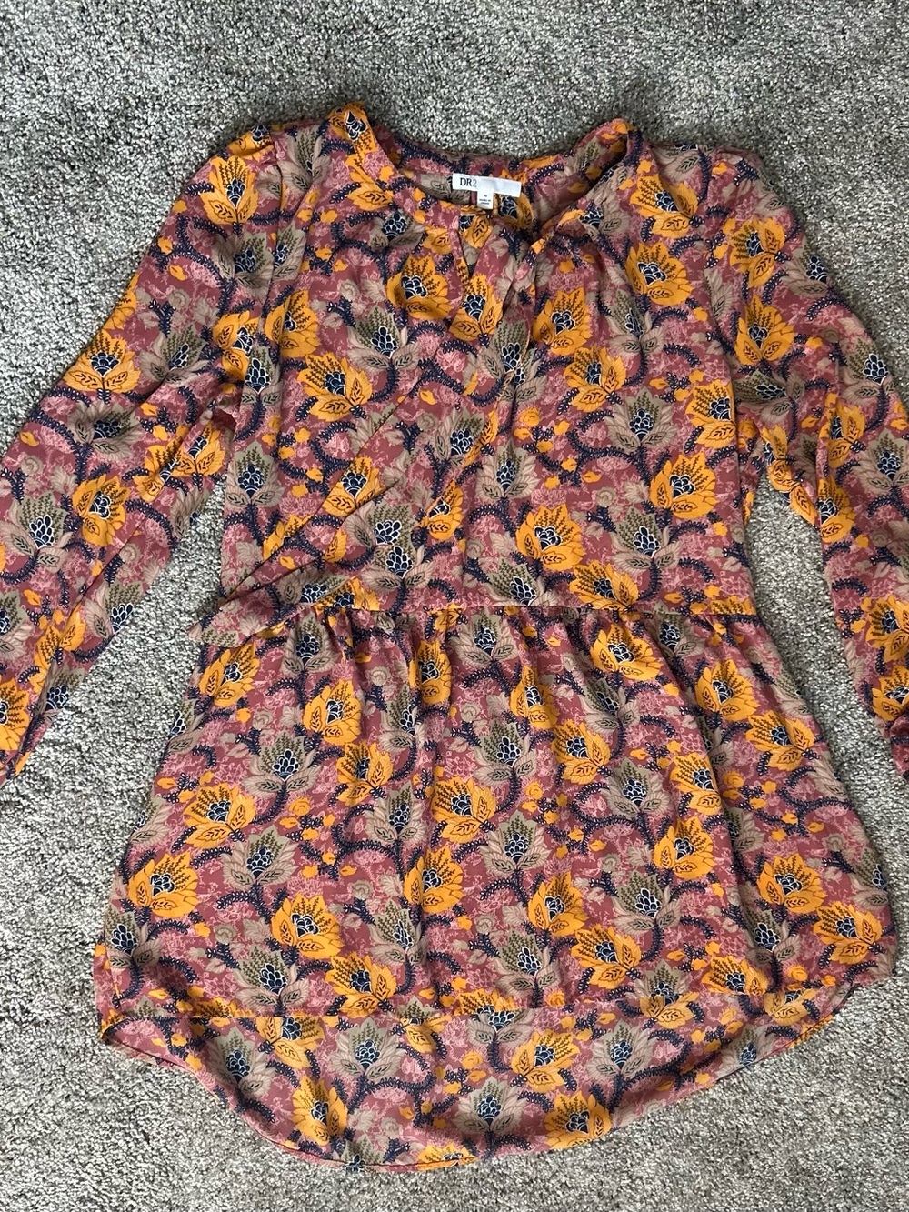 DR2 Pink and Mustard Floral Long Sleeve top